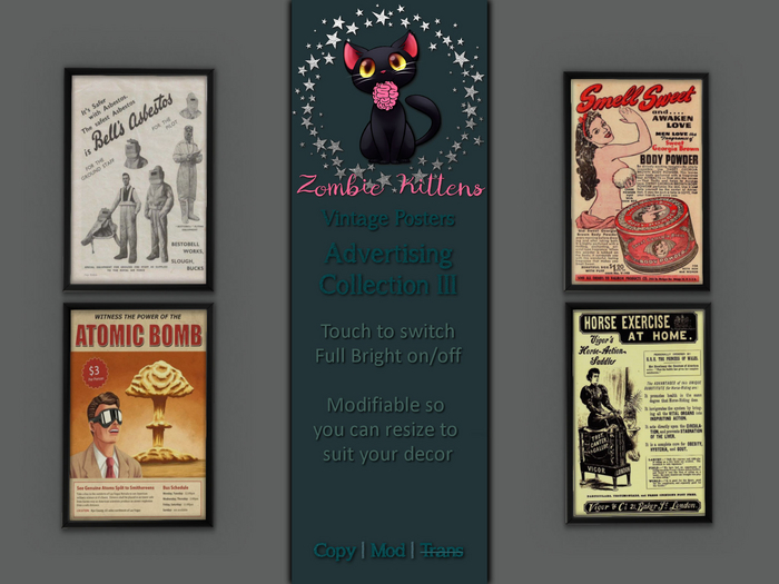 Second Life Marketplace - [Zombie Kittens] Vintage Posters ...